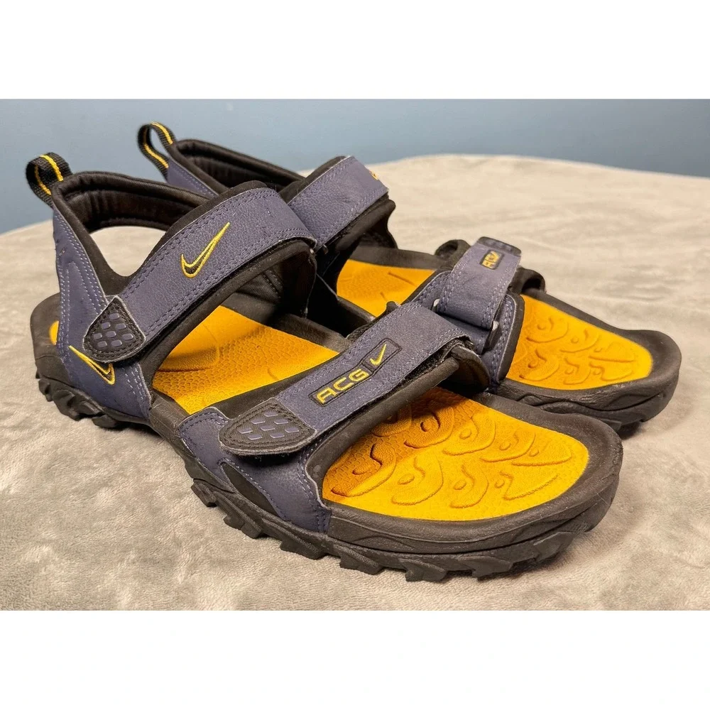 Nike ACG Sandals Mens 13 Gray Yellow Sport Hiking Strap Outdoor
